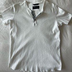 wings + horns quarter button short sleeve t-shirt